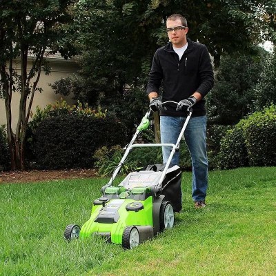 Газонокосилка аккумуляторная GREENWORKS G40LM49DBK4, 49см, несамоходная, 4Ач, с ЗУ [2500207vb]