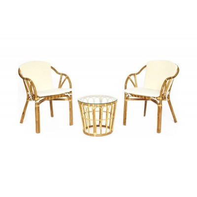 Комплект террасный Tetchair AKIRA /с подушкой/ skin rattan eco, 54x60x78см / D46x40см, Natural (натуральный) 12993