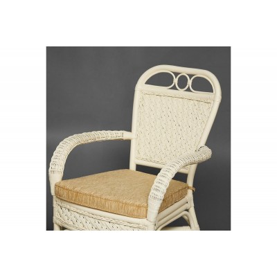 Комплект террасный Tetchair ANDREA (стол кофейный со стеклом + 2 кресла + подушки) ротанг, 64x67x92см / D60x55, TCH White (белый) 13337