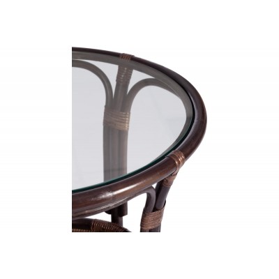 Комплект Tetchair 'PELANGI' 02/15 стол со стеклом + 4 кресла, с подушками, ротанг, кресло 65x65x77 см, стол 64x61 см, walnut (грецкий орех) 15198