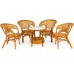 Комплект Tetchair PELANGI 02/15 стол со стеклом, 4 кресла без подушек, ротанг, мед 10084