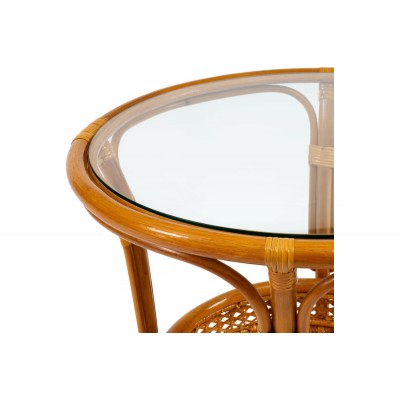 Комплект Tetchair PELANGI 02/15 стол со стеклом, 4 кресла без подушек, ротанг, мед 10084