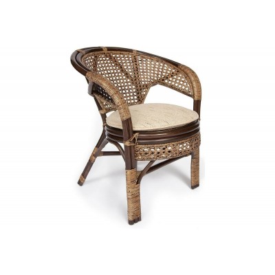 Комплект Tetchair PELANGI 02/15 стол со стеклом, 4 кресла без подушек, ротанг, грецкий орех 3597