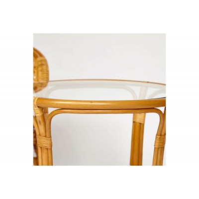 Террасный комплект Tetchair PELANGI стол со стеклом, 2 кресла, без подушек, ротанг 13345