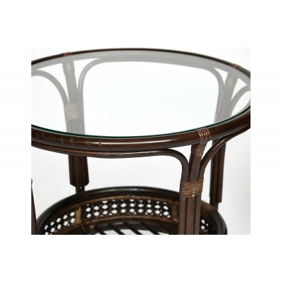 Террасный комплект Tetchair PELANGI стол со стеклом, 2 кресла, без подушек, ротанг 13344