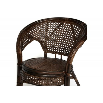Террасный комплект Tetchair PELANGI стол со стеклом, 2 кресла, без подушек, ротанг 13344