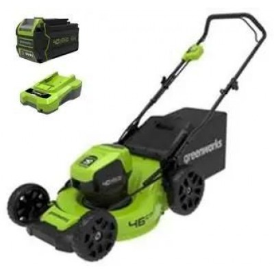 Газонокосилка аккумуляторная GREENWORKS GD40LM46HP, 46см, несамоходная, 4Ач, с ЗУ [2514407ub]