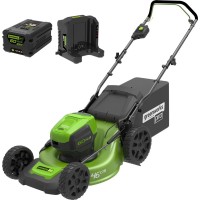 Газонокосилка аккумуляторная GREENWORKS GD60LM46HPK4, 46см, несамоходная, 4Ач, с 1 АКБ, с ЗУ [2502807ub]