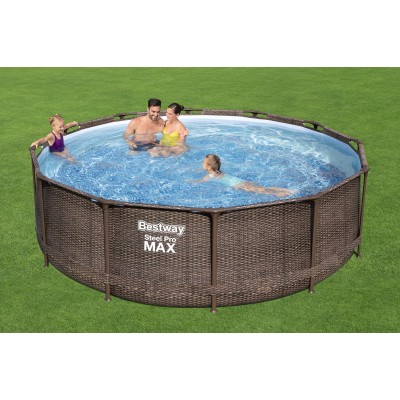 Bestway 56709 BW Каркасный бассейн Steel Pro Max 366х100см Ротанг 9150л, фил.-насос 2006л/ч, лестница