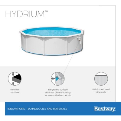 Bestway 56384 BW Стальной бассейн Hydrium 460х120см, 17430л, песч.фил.-нас. 5678л/ч, лестн., тент, подст.