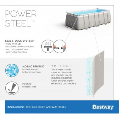 Bestway 56442 BW Каркасный бассейн Power Steel 404х201х100см, 6478л, песч.фил.-нас. 2006л/ч, лестница