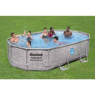 Bestway 56946 BW Каркасный бассейн 488х305х107см Ротанг 7250л, песч.фил.-нас. 3028л/ч, лестница, тент