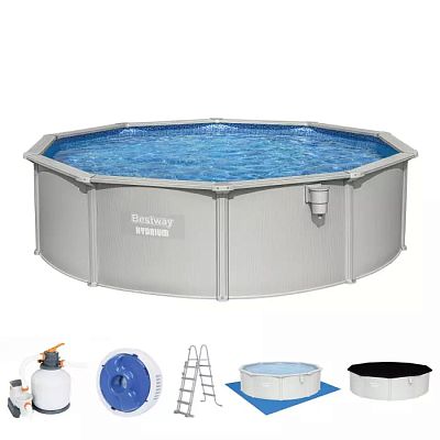 Bestway 56384 BW Стальной бассейн Hydrium 460х120см, 17430л, песч.фил.-нас. 5678л/ч, лестн., тент, подст.