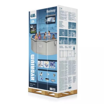 Bestway 56384 BW Стальной бассейн Hydrium 460х120см, 17430л, песч.фил.-нас. 5678л/ч, лестн., тент, подст.