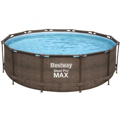 Bestway 5617V BW Каркасный бассейн Steel Pro 5617V BW, 366х122см Ротанг, 10250л, фил.-насос 2006л/ч, лестн., тент