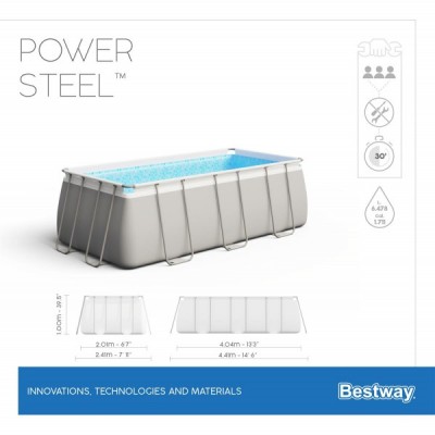 Bestway 56442 BW Каркасный бассейн Power Steel 404х201х100см, 6478л, песч.фил.-нас. 2006л/ч, лестница