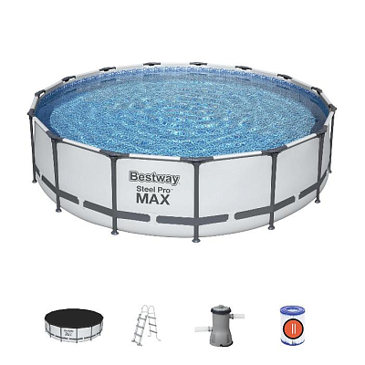 Bestway 5612X BW Каркасный бассейн Steel Pro Max 427х122см, 15232л, фил.-насос 3028л/ч, лестница, тент
