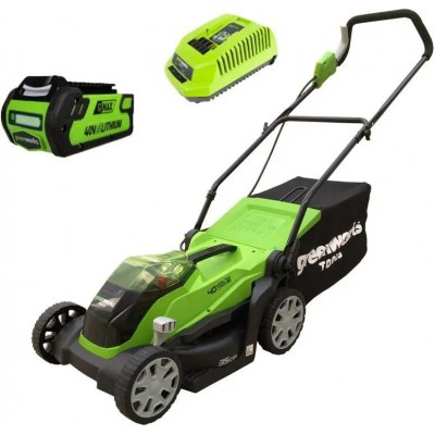 Газонокосилка аккумуляторная GREENWORKS G40LM35K2, 35см, несамоходная, 2Ач, с 1 АКБ, с ЗУ [2501907ua]